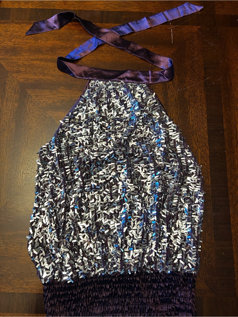 Body Central Women’s Y2K Purple Sequin Halter Top Size Medium